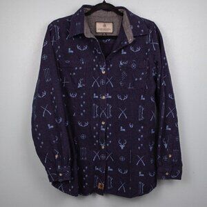 Legendary Whitetails Cottage Escape navy hunting print flannel shirt-XL